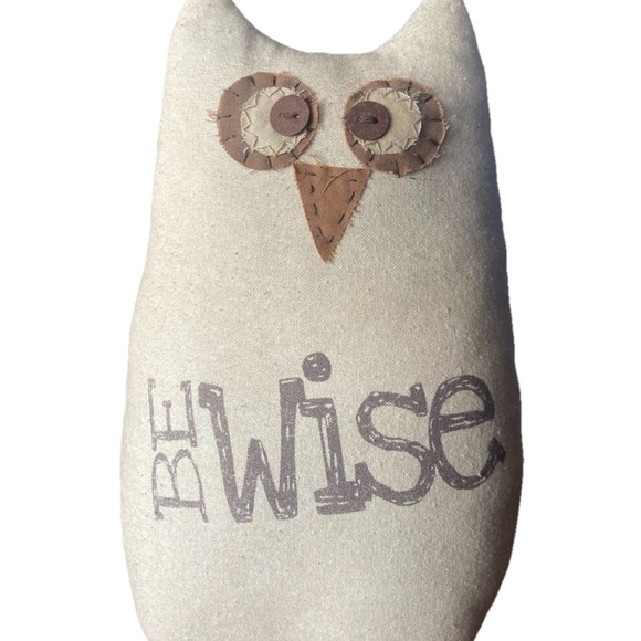 Honey & Me Owl Pillow Doorstop “Be Wise” Primitive Folk Art Rustic Boho Rare - Picture 2 of 8